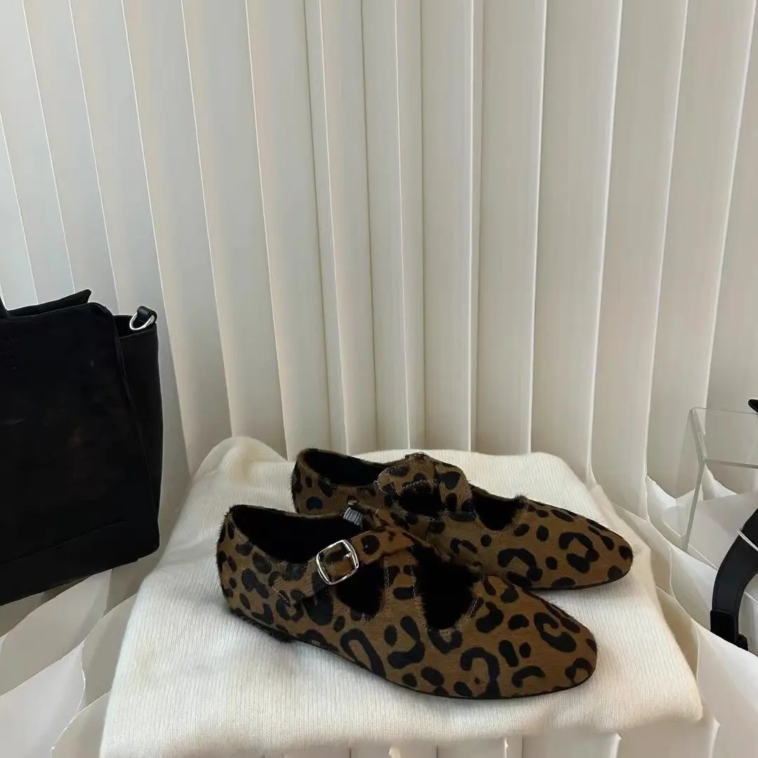 

Новые женские туфли Мэри Джейн на плоской подошве с леопардовым принтом, женские туфли на плоской подошве с перекрестными ремешками, модная женская обувь для вечеринок с круглым носком