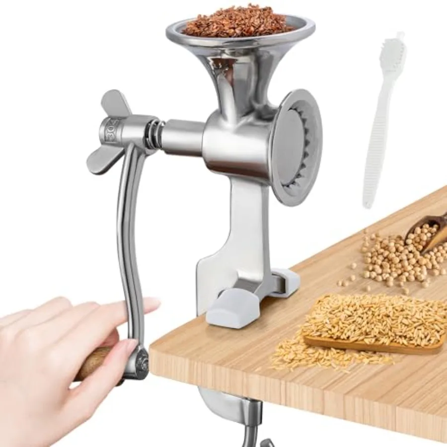 

Manual Grain Mill Stainless Steel Grinder Hand-operated Coffee Grinder with Fineness-adjustable Spring for Spice Pepper Corn Co