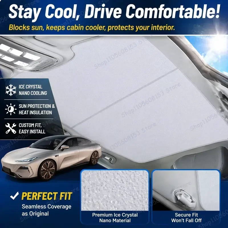 For Geely Galaxy E8 2024 2025 2026 Ice Cooling Sun Shade for Glass Roof Front Rear Sunroof Skylight UV Protection Heat