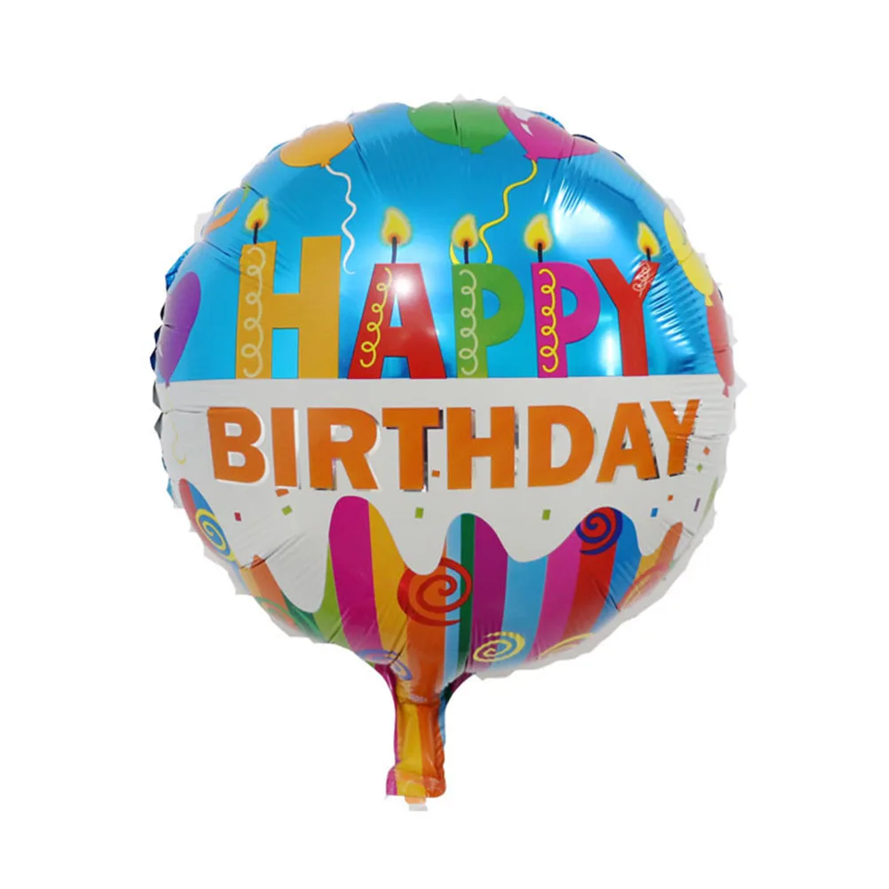 

15pcs Birthday Balloons Round Aluminum Foil Cartoon Shaped Decorative Party Supplies Happy Atmosphere Photo Props Helium Fill