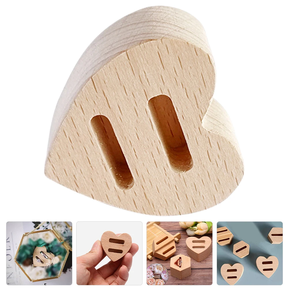 

Heart-shaped Ring Stand Jewelry Jewellery Holder Display Organizer Beech Case for Solid Wood
