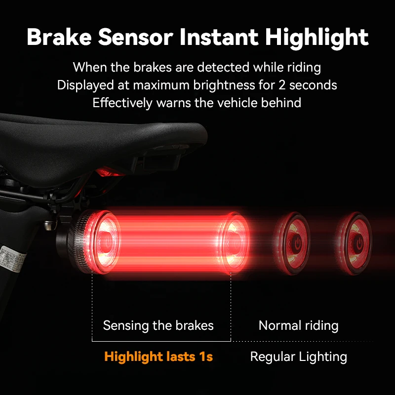 OFFBONDAGE Bicycle Smart Sensing Brake Tail Light LED USB Rechargeable MTB Road Bike High Cycling Light Cycling Accessories