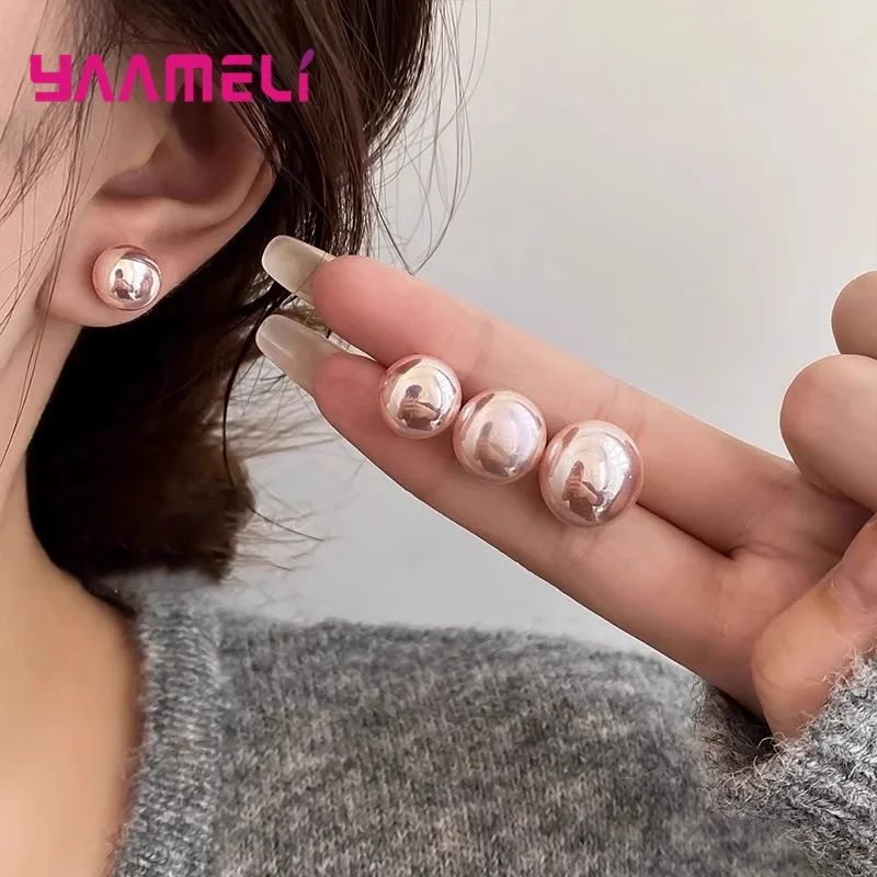Pearl Earrings for Woman Lady 925 Sterling Silver Color Gold Coated Luxury Female Birthday Wedding Gift Jewelry