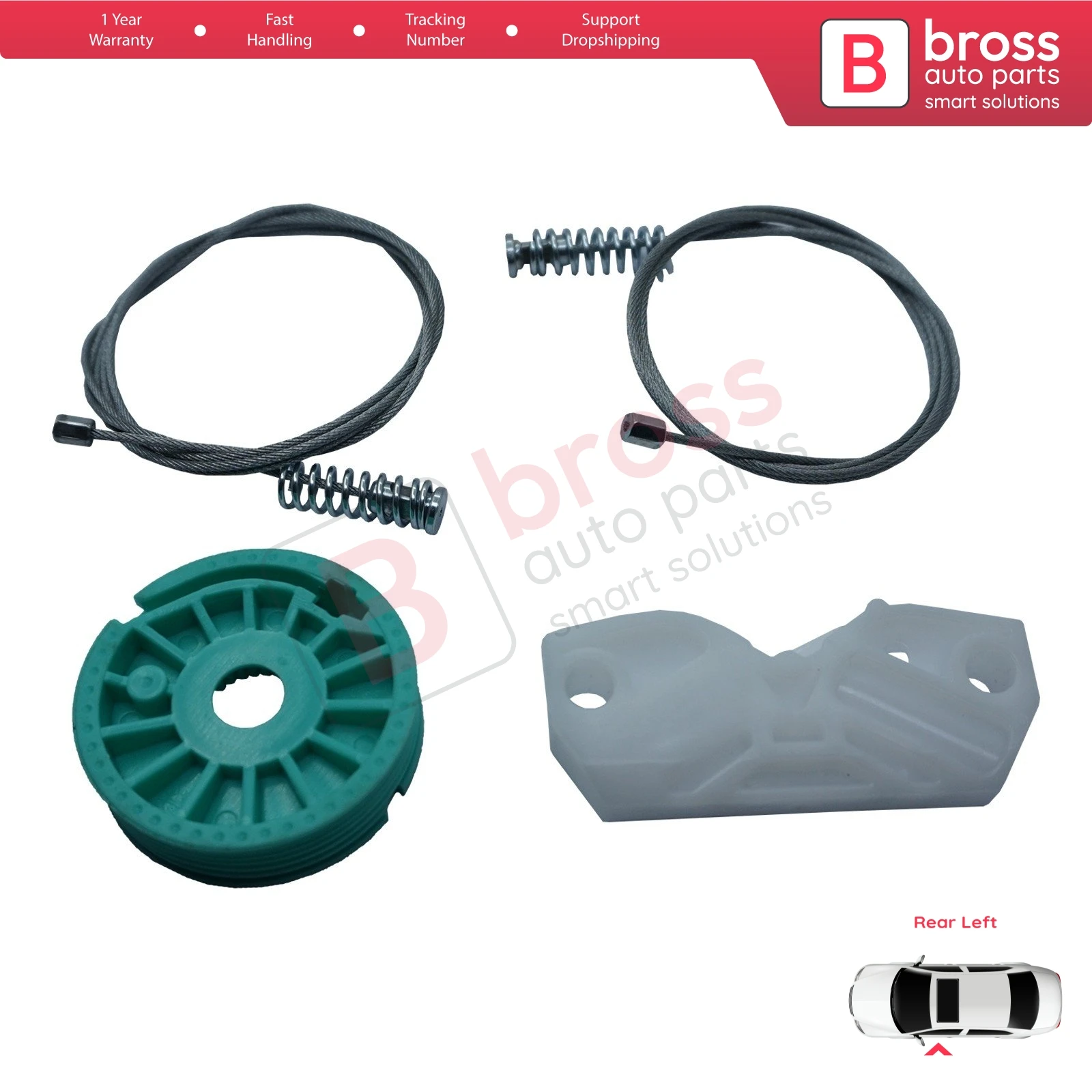 Kit de reparo do regulador de janela elétrica, quarto traseiro esquerdo para Mercedes CLK MK2 W209 C209 A209 2002-2009 2 portas A2096700103, BWR1119