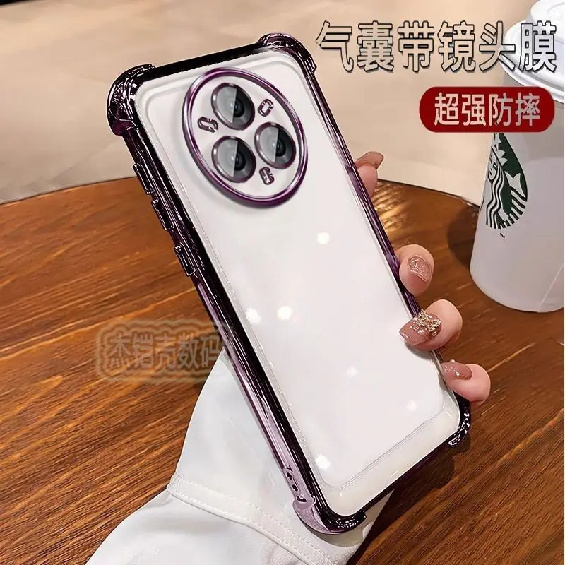 Pour Realme 14 Pro Plus étui nouveau plaqué transparent quatre coins résistance aux chutes couverture pour Realme 14 Pro Plus/Realme 14 Pro Fudna