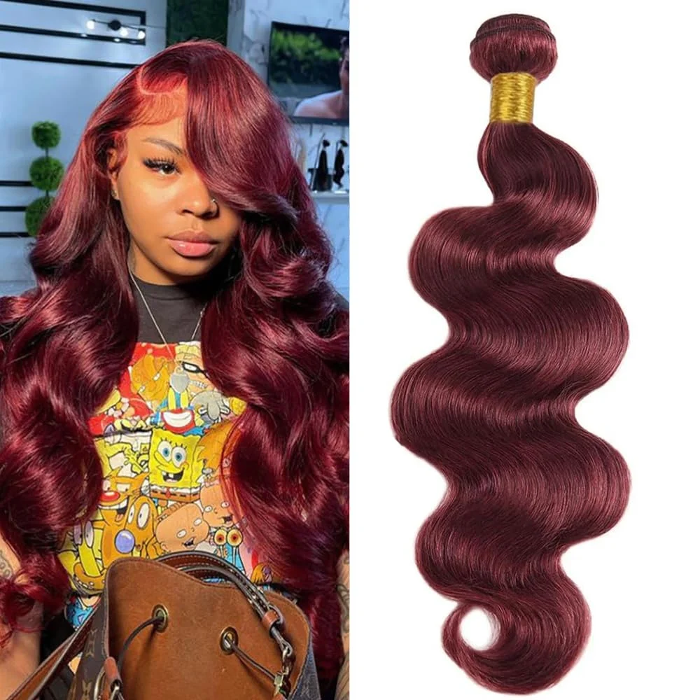 Burgundy 99J Human Hair Bundles 12A 100% Brazilian Raw Human Hair Bundles Quick Weave Double Weft For Women Hair Extensions