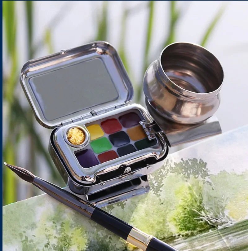 Mini Portable Paint Box Watercolor Paint Dispenser Set Travel Watercolour Paint Set 10/16 Grids Watercolor Palette Empty Box
