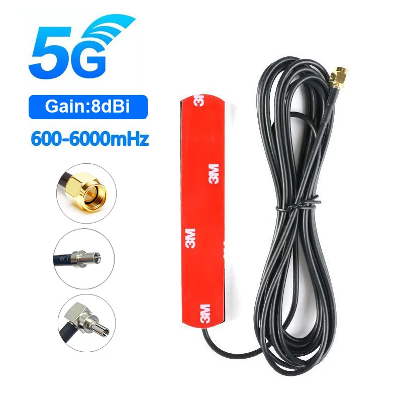 

GSM 3G 4G 5G Patch Antenna 600-6000MHz 8dBi SMA Male TS9 CRC9 Connector 3M Extension Cable for Wifi Router IP / PC / Camera