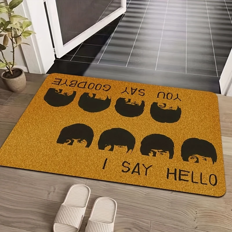 VIKAMA Cool Band Cool Floor Mat Retro Rock Anti-Slip Easy-To-Clean Carpet Indoor and Outdoor Entrance Door Mat Home Decoration