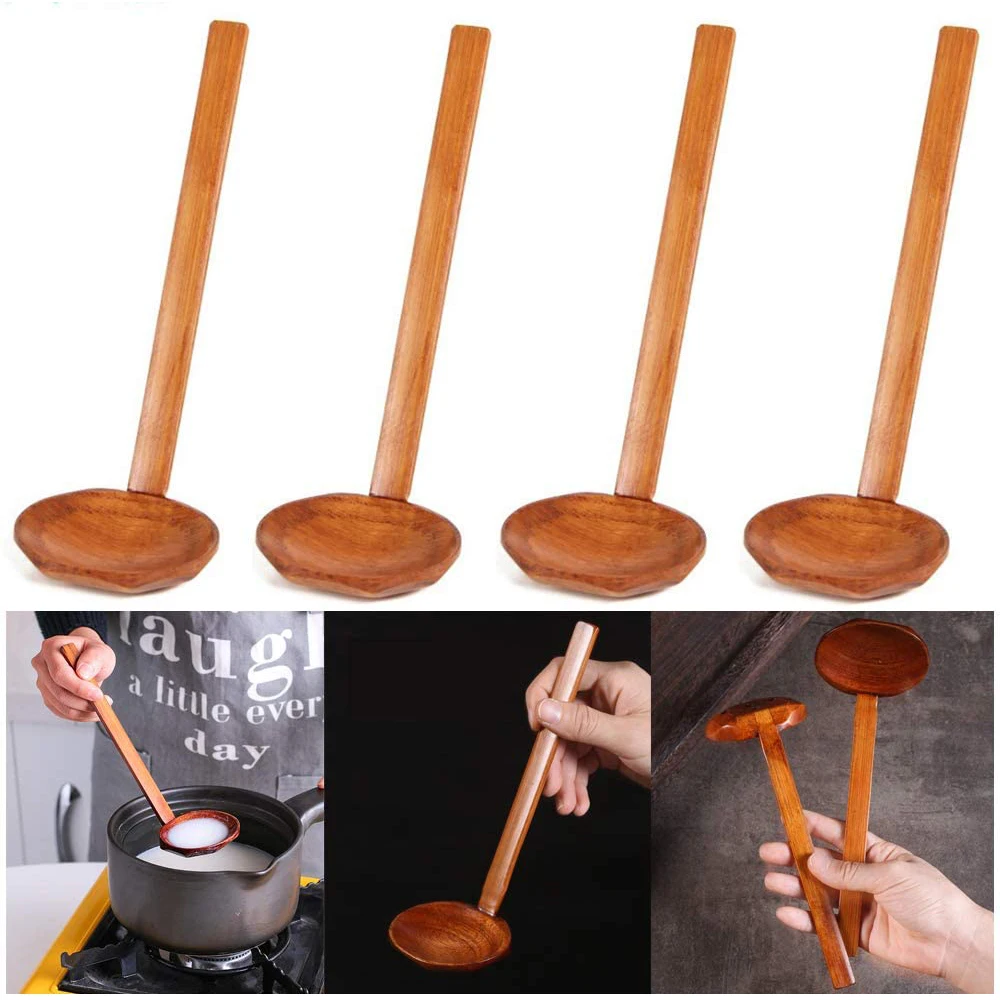 Wooden Spoon Spoon Set Japanese Style Wooden Spoon Tablespoon Soup Spoon Wooden Kitchen Utensil Coffee Tea Honey 5Pcs