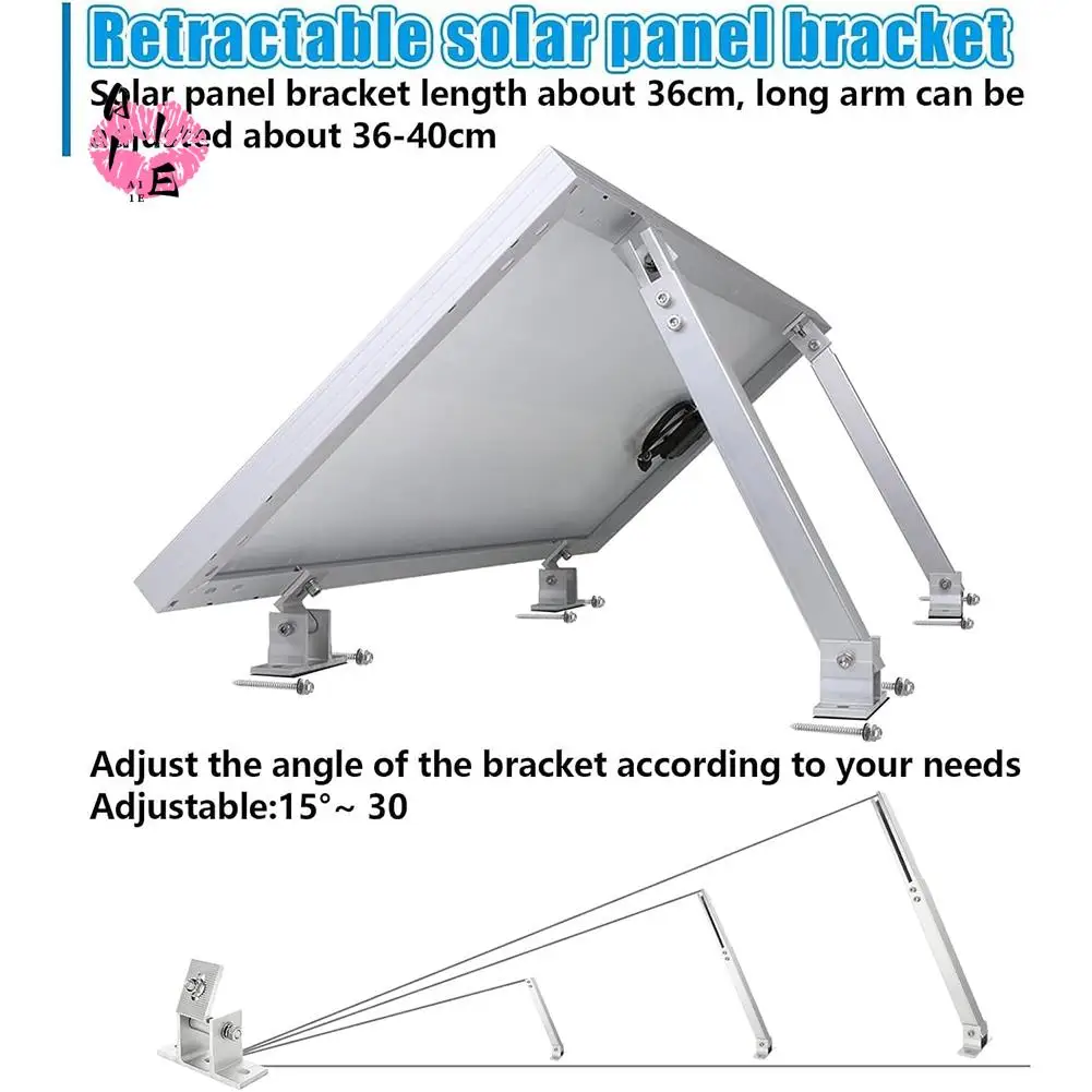 A11E-Adjustable Solar Panel Tilt Mount Brackets Aluminum Alloy Solar Panel Mounting For Flat Surface Roof RV Boat Off-Grid