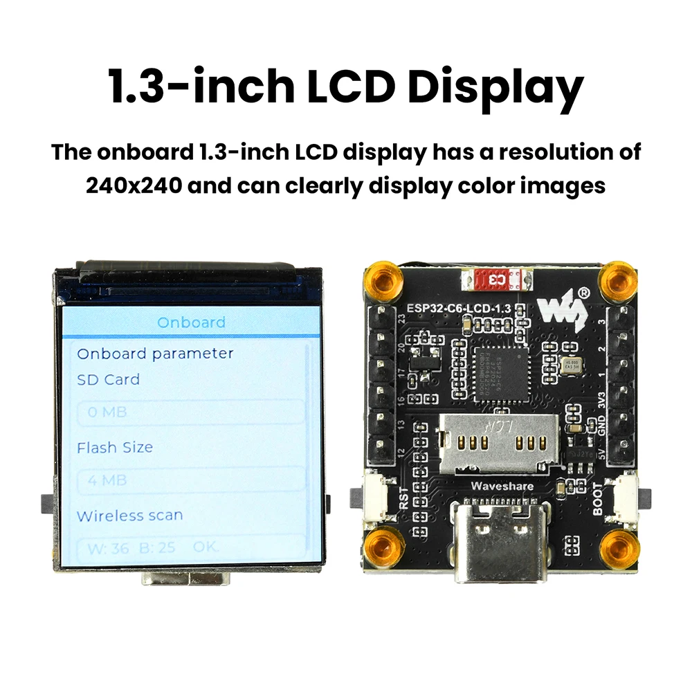 ESP32-C6 1,3-Zoll-RGB-LED-Display-Entwicklungsboard ST7789-Treiber Unterstützt WiFi 6/Bluetooth - Kompatibel für Io – Detail 5