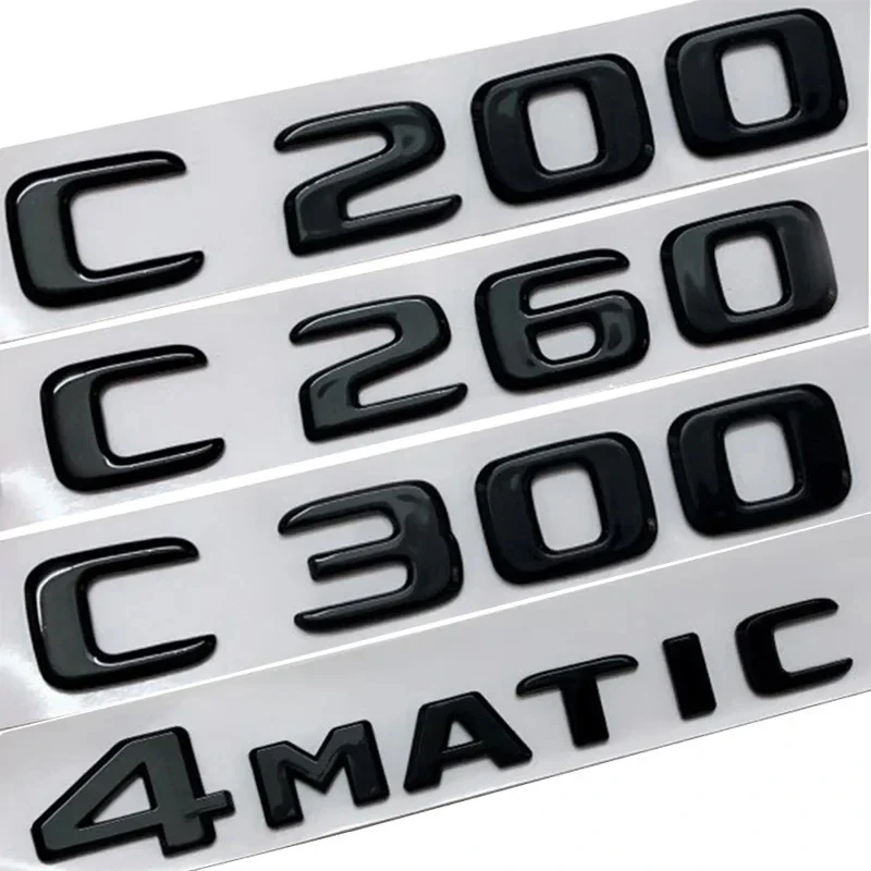 

3D ABS Black Car Trunk Letters For Mercedes Benz C200 C220 C250 C300 4MATIC W205 W206 W204 Emblem Logo Badge Sticker Accessories