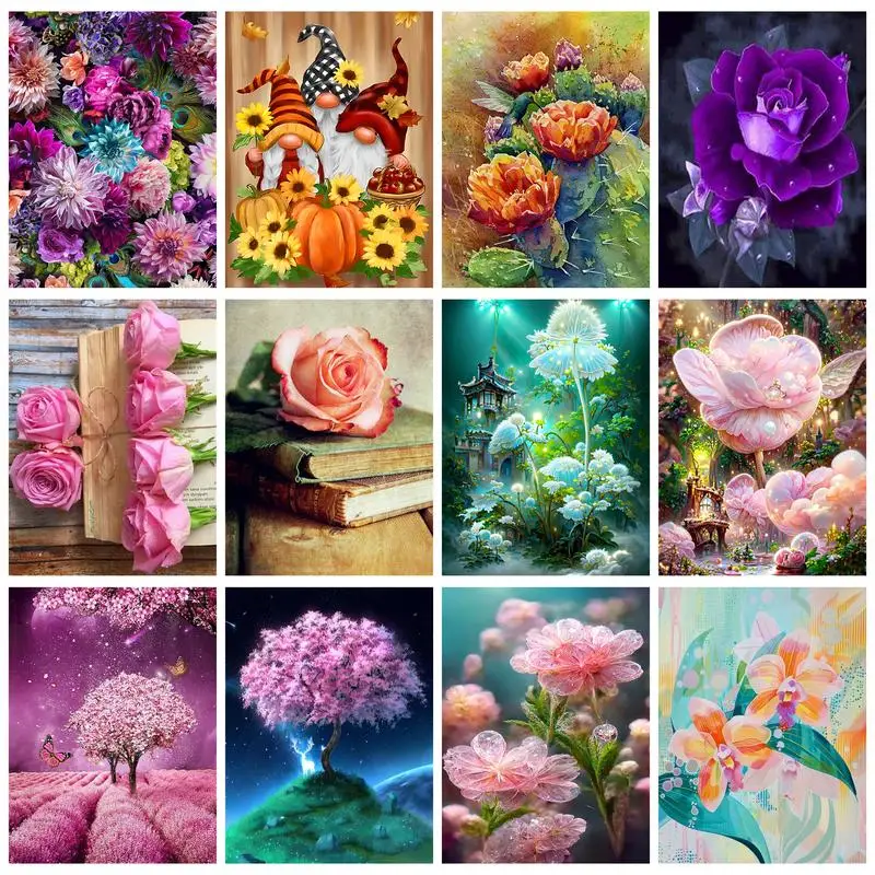 

RUOPOTY Diamond Painting 5d Flowers Mosaic Needlework Full Round Diamond Embroidery Sale Home Decor Rhinestones