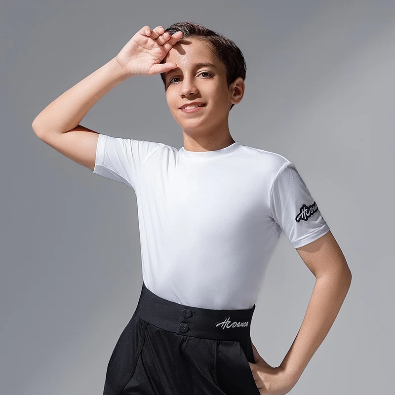 2026 New Latin Dance Performance Costumes For Boys Short Sleeved Practice Clothes Kids Samba Chacha Tango Latin Wear DQS20474