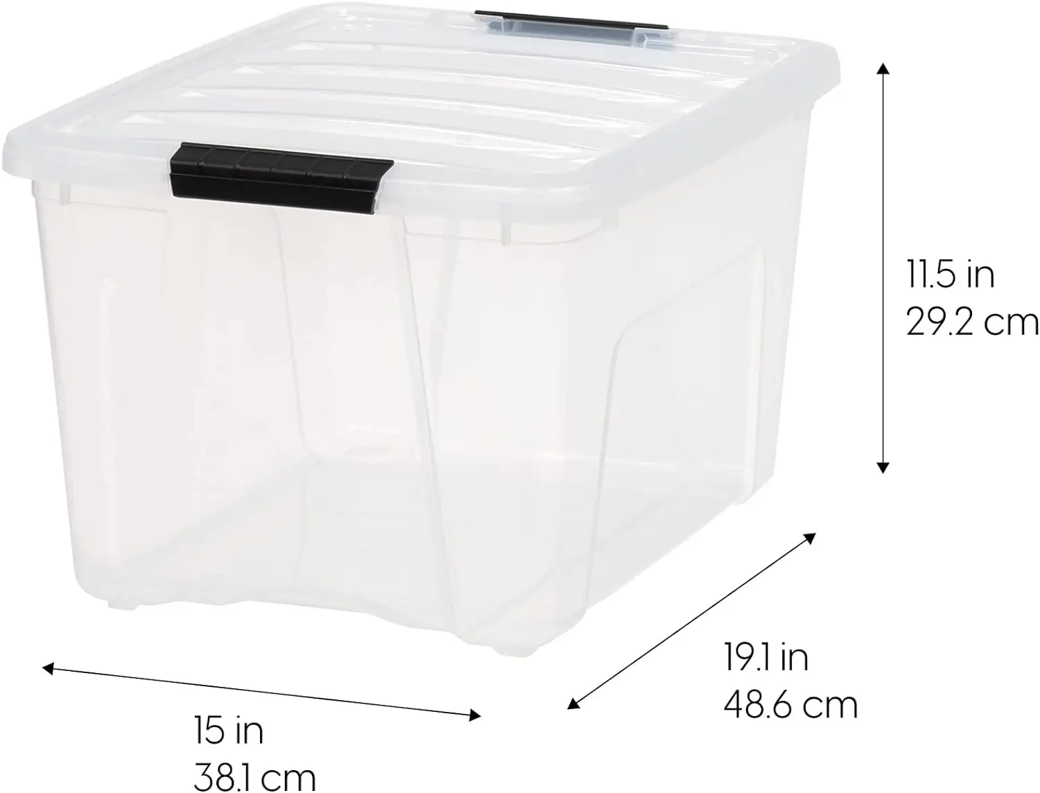 USA 40qt 6Pack Stackable Plastic Storage Bins with Lids and Latching Buckles, Clear