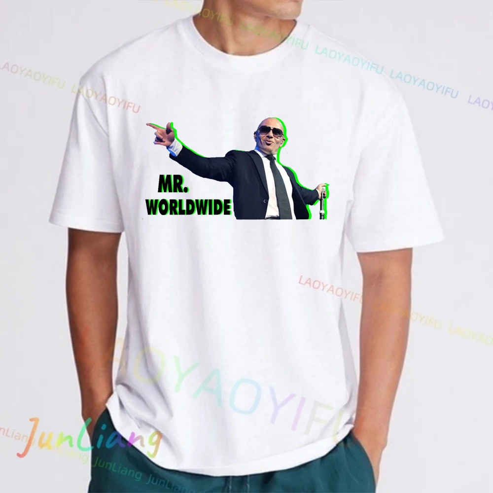 Camiseta Masculina de Manga Curta Dólar Pitbull Música, Camiseta Gráfica Mr. Worldwide, Cool Singer, 100% Algodão, Y2K, Verão