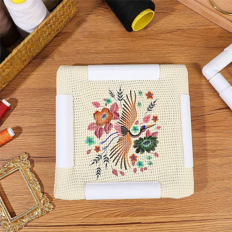 

SYW-Square Embroidery Hoop Frames White Rectangular Hoop Embroidery Snap Frame DIY Sewing Tools For Quilting Silk-Painting