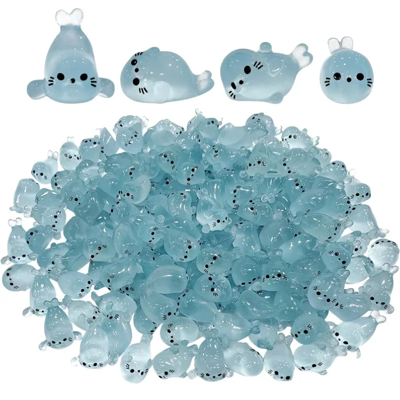 10/20 Pcs Glow in The Dark Mini Seal Figurines, Resin Sea Animals Miniatures, 4 Styles for DIY Craft Home Decoration Supplies