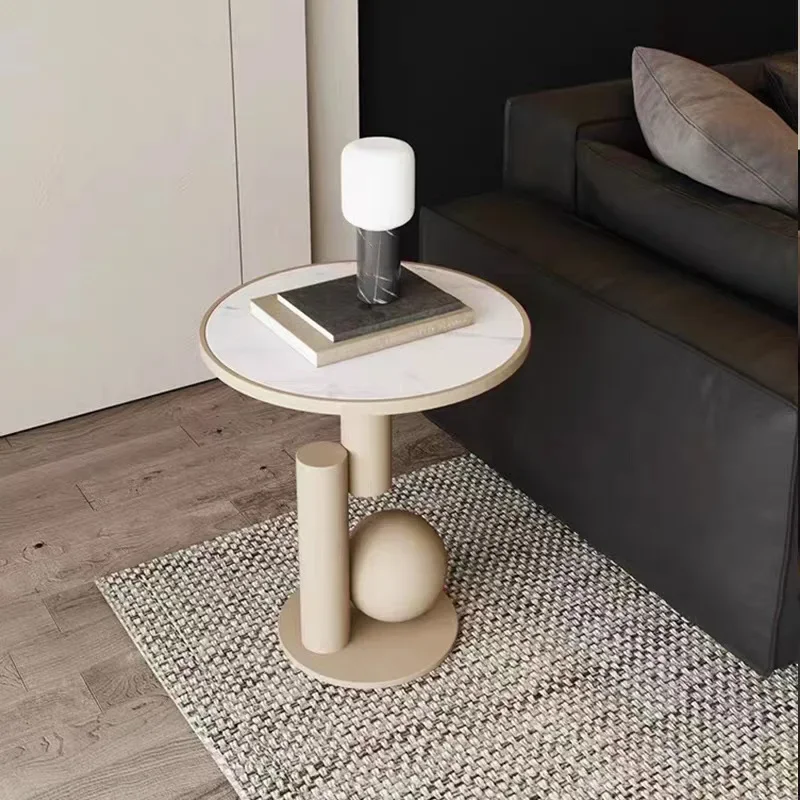 Light Luxury Modern Bedside Table Bedroom Minimalist Bedside Table Sofa Iron Edge Wind Rock Board