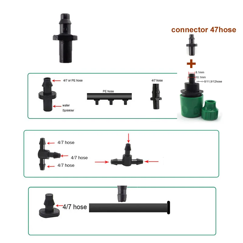 5M Watering System Automatic Drip Irrigation Hose Connector 4/7mm Water Sprinklers Plant flowers Garden Tools Cooling System