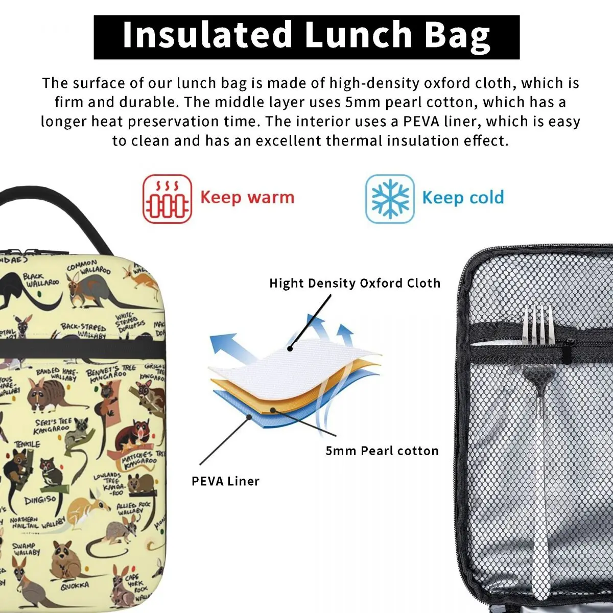Australian Wildlife And Natural Scenery Insulated Lunch Bag for Women Kids Portable Food Boxes Thermal Lunch Box Tote