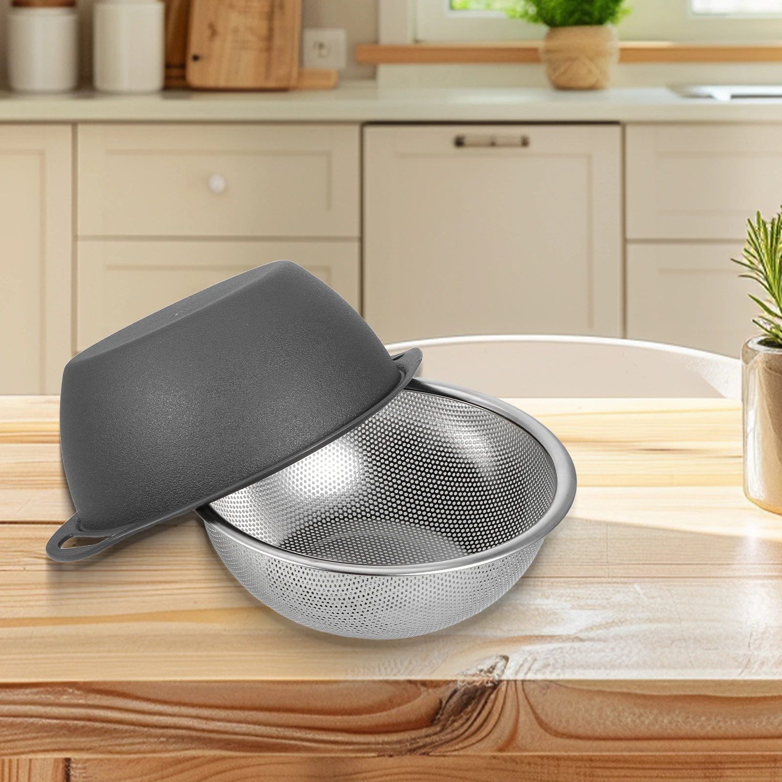 

Food Stainless Steel Drain Basket Vegetables Colander for Pasta Fine Mesh Sieve