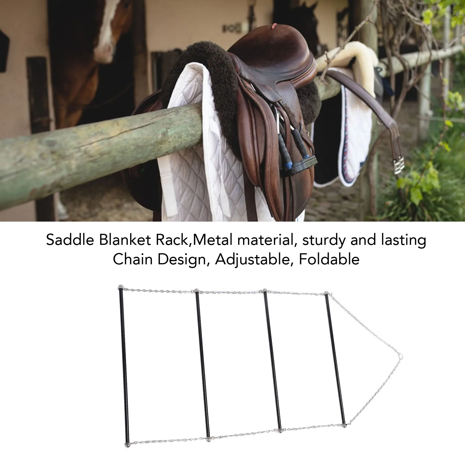 

Вешалка для одеял-седла, вешалка для одеял-седла, регулируемый 4-слойный подвесной органайзер для хранения подушечек для седла лошади, вешалка для одеял-седла