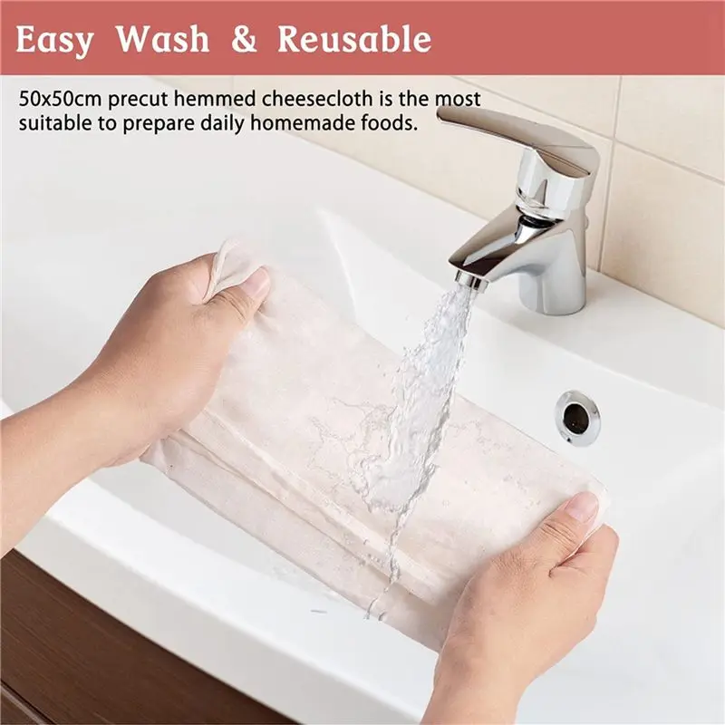 YLS-Muslin Cloths For Cooking, 50X50cm, Grade Hemmed Cheese Cloths For Straining, Unbleached Pure Cotton Cheese Cloth 9 Pcs
