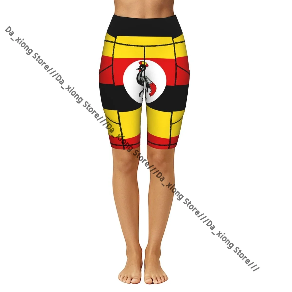 Comfortable Stretchy Yoga Shorts Uganda Flag Women Gym Exercise Sports Trousers