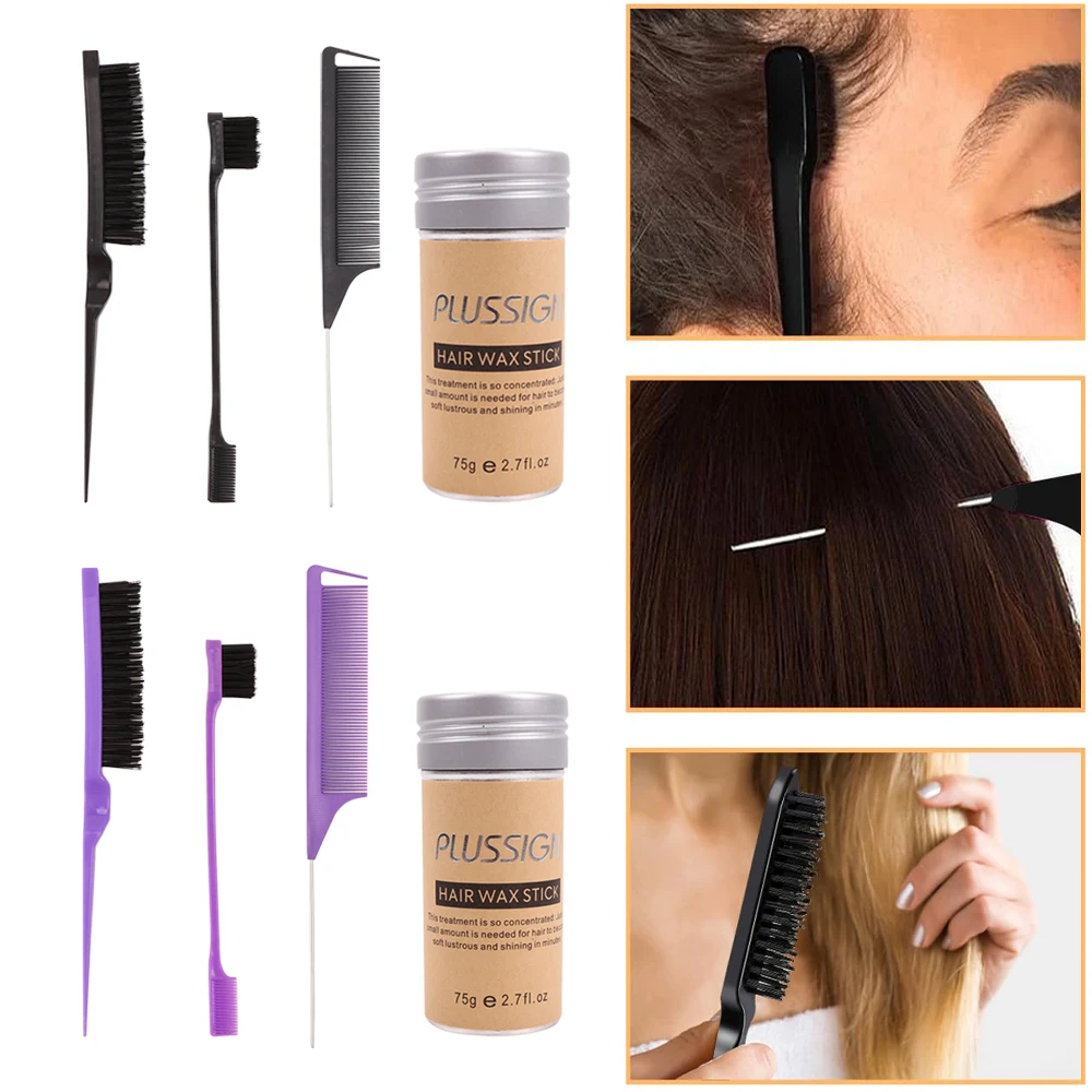 

4Pc Hair Styling Tool Set For Edge With Teasing Edge Brush Rat Tail Comb Edge Brush For Girl Slicking Ponytail And Hair Flyaways