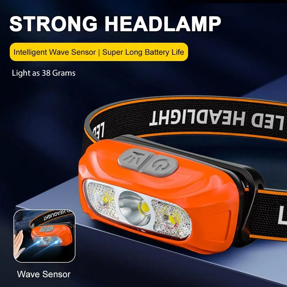 Ultralight Motionsensor ไฟหน้า 1200mAh Bright LED ไฟหน้ากันน้ํากลางแจ้งโคมไฟฉุกเฉิน Camping Fishing Head Light