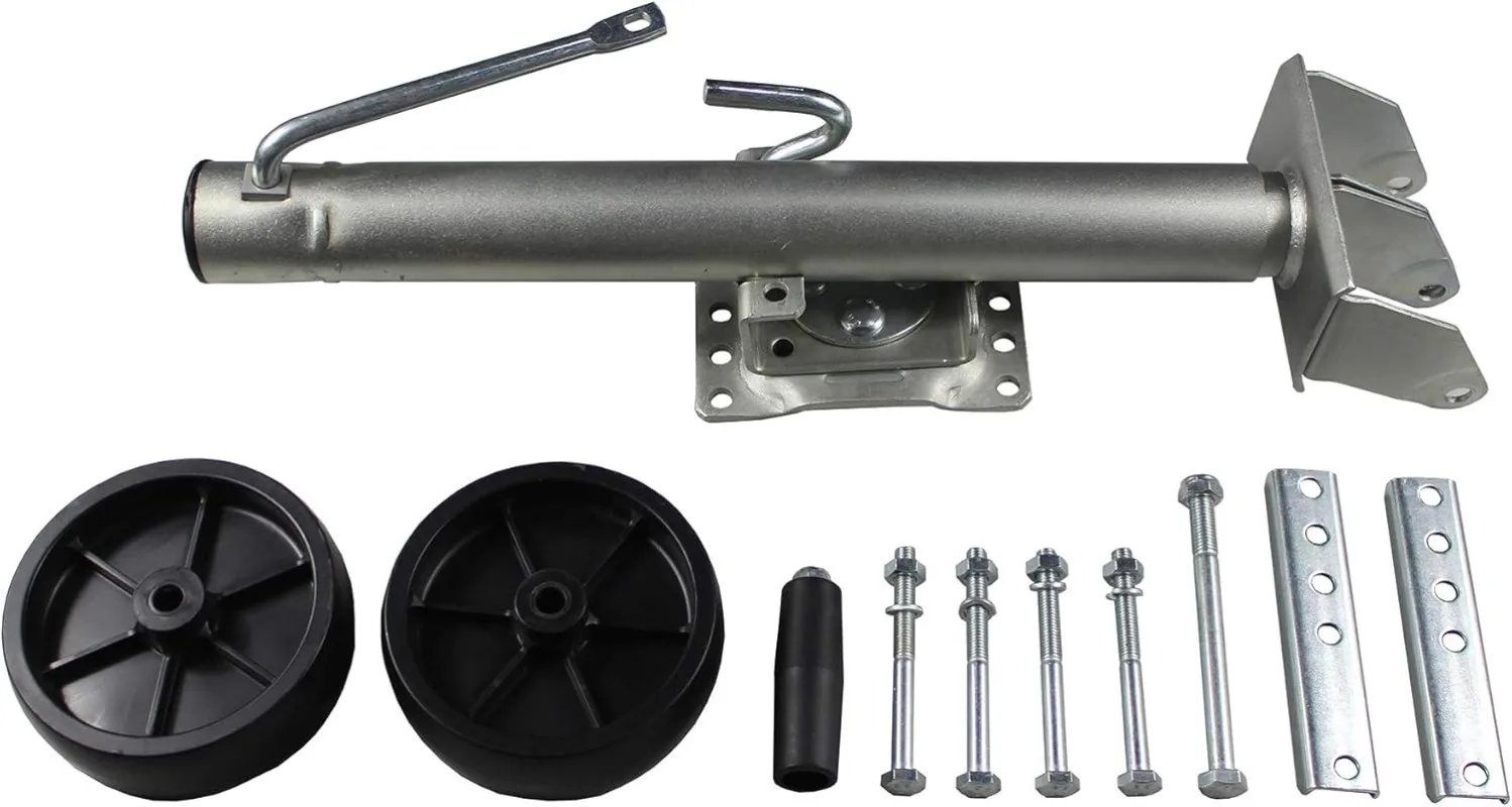 70149 مقبس مقطورة مع رفع 11-1/2 بوصة، تصميم متأرجح من الخلف، مقبض رياح جانبي وعجلات مزدوجة 6 بوصات - سعة 1500 رطل، مسمار تشغيل #4