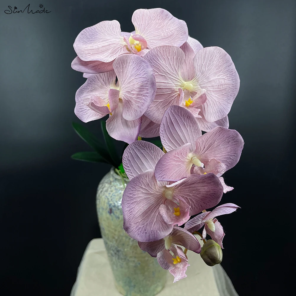 Orquídeas artificiales de seda, 10 cabezas, decoración para el hogar y boda, Flores Artificales