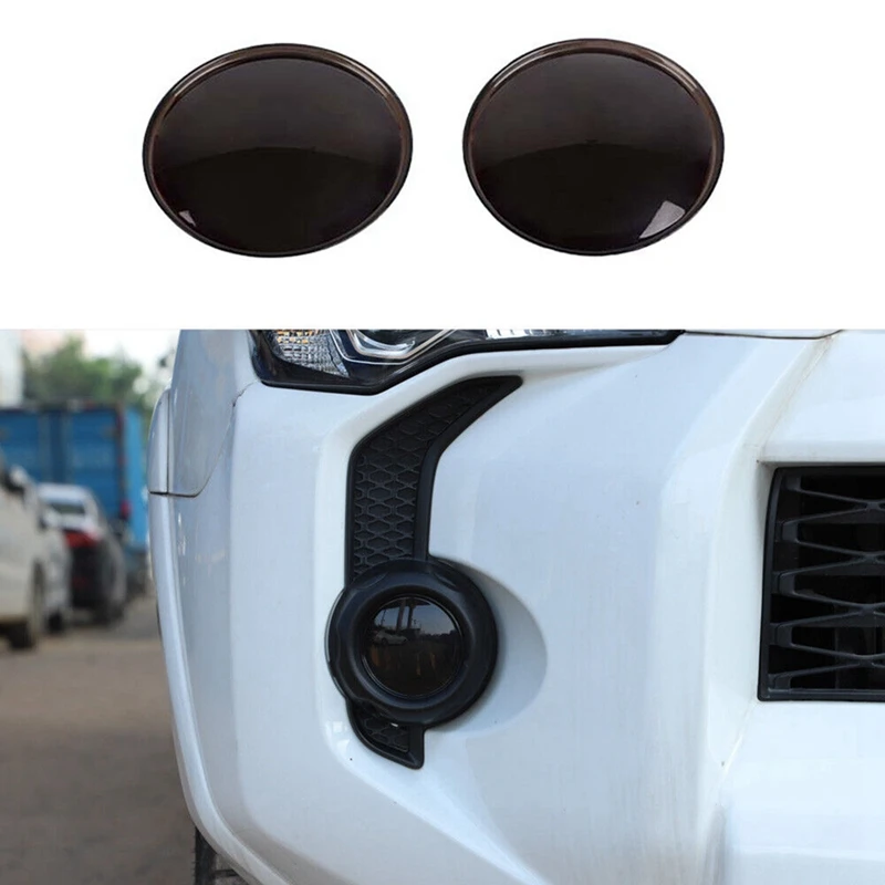 For Toyota 4Runner 2014-2023 Car Front Fog Light Lamp Cover Decoration Trim Bezels Accessories Smoked Black