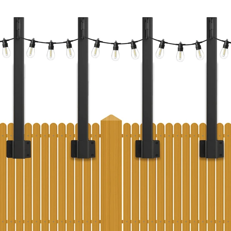 

Outdoor strung light poles Suspended light poles for external strung light suspension For garden deck fence railings