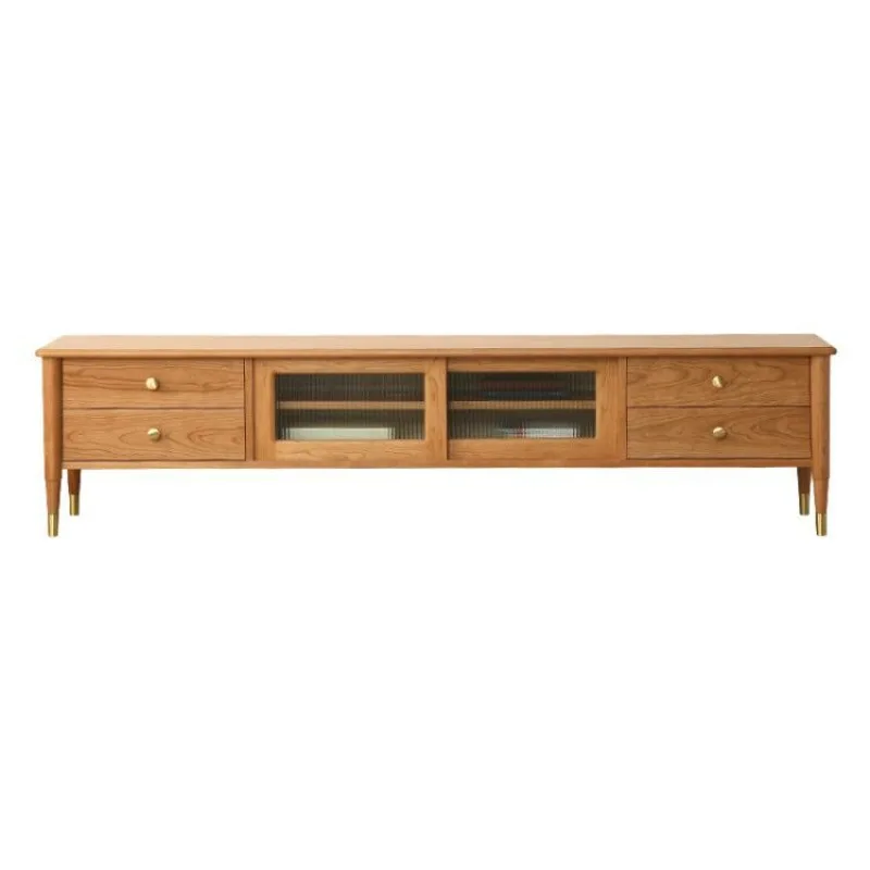 

wood cherry wood TV cabinet Nordic modern log minimalist oak audio-visual cabinet black walnut living room floor cabinet