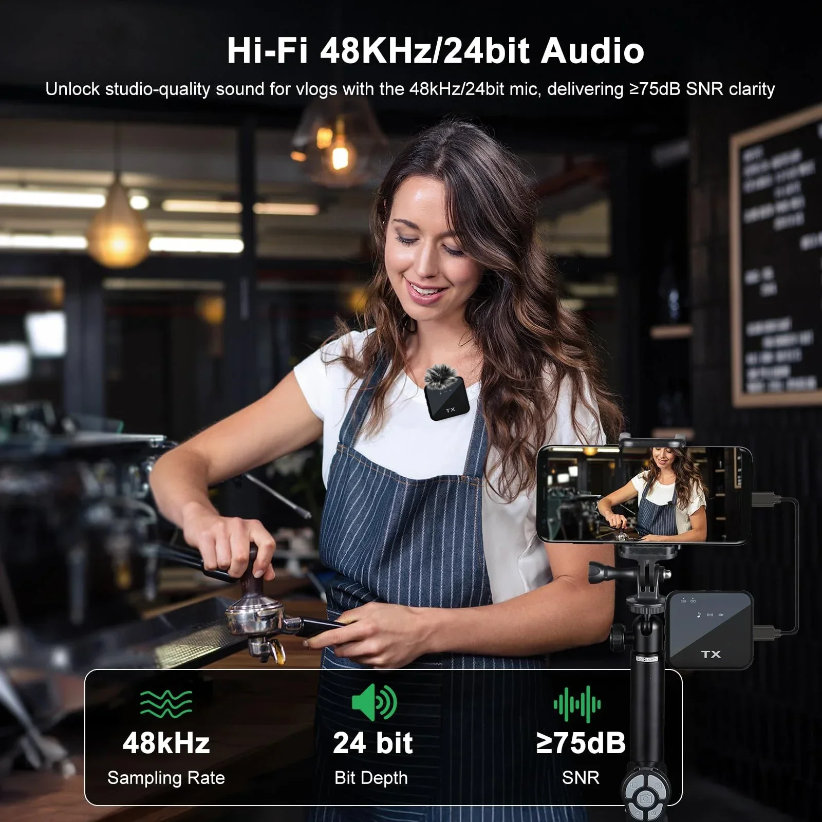 ميكروفون صغير ربطة عنق لاسلكية عالمية 3 في 1 مناسب لإلغاء الضوضاء النشط، ميكروفون طية صدر السترة مناسب لـ Tiktok، Youtube، مدونات الفيديو، المقابلات، البث المباشر