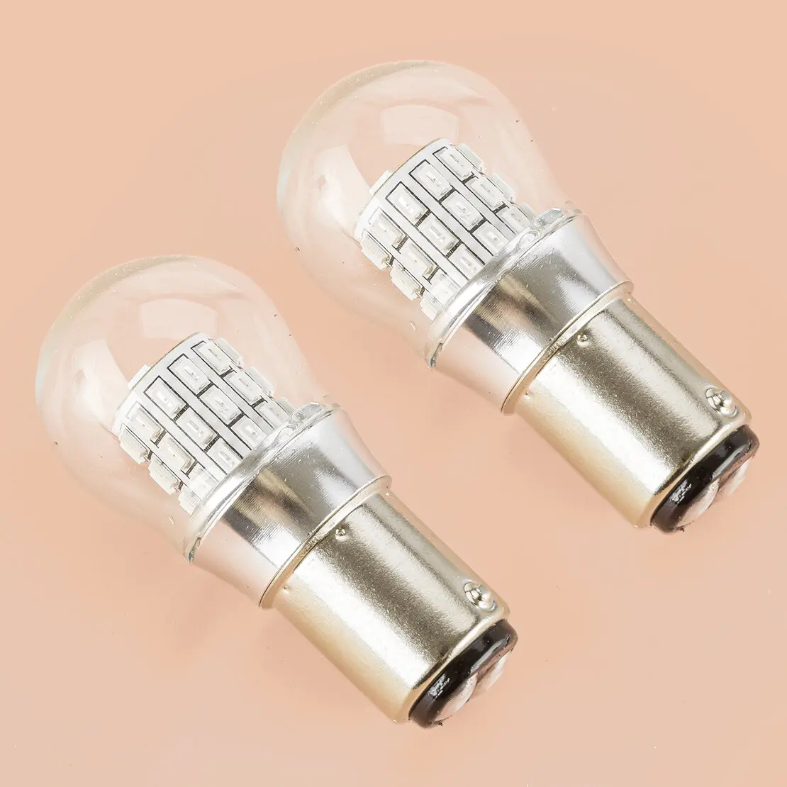 2pcs Red LED Car Turn Signal Reverse Light Double Contact Bayonet Bulb BA15D 1157 10-30V