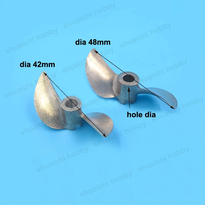 1PCS 2 Blades Copper Propeller Hole 4mm/4.76mm Willow Leaf Shape Paddle Outer Dia 42/48mm for RC Electric/Methanol Ship O Boat