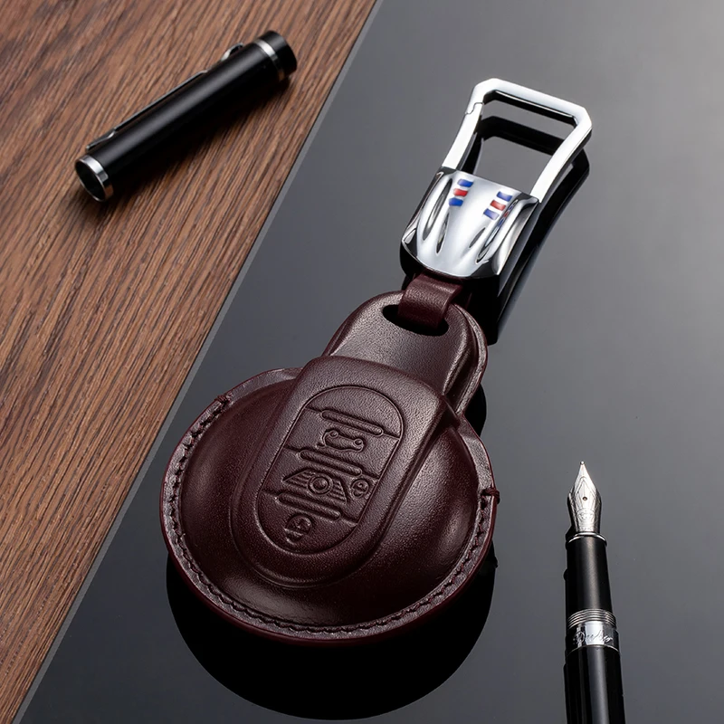 Suitable for BMW MINI Car Key Case Genuine Leather mini F54/F55/F56 Cowhide Key Cover Top layer leather