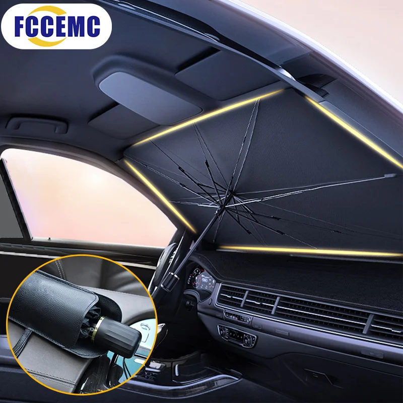 Car Sunshade Foldable Windshield Umbrella Sun Shade Curtain Car Front Window Parasol  for UV Ray Block Sun Heat Protection