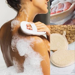 Exfoliating Loofah Sponge Pads Natural Luffa and Terry Cloth Premium Loofa Sponge Scrubber Body Skin for Men and Women Cleaning