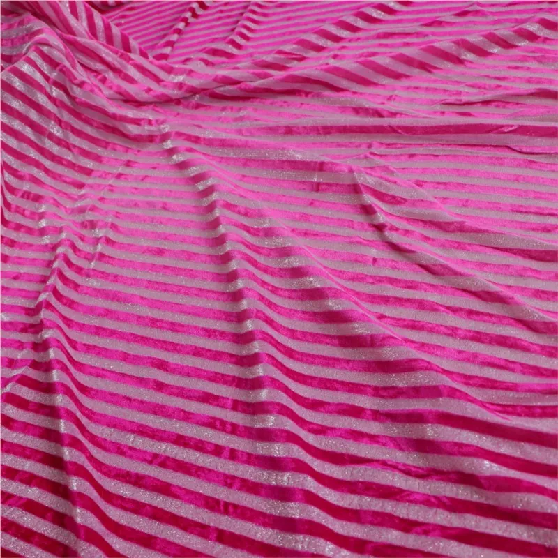 

Silk bright striped gradient velvet woven georgette fabric for nightdress and evening dress