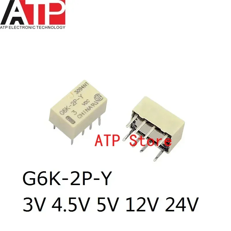 10pcs/lot G6K-2P-Y G6K-2P-Y-3VDC G6K-2P-Y-5VDC G6K-2P-Y-12VDC G6K-2P-Y-24VDC DIP Signal Telecom Relay DPDT 1A 3V 4.5V 5V 12V 24V