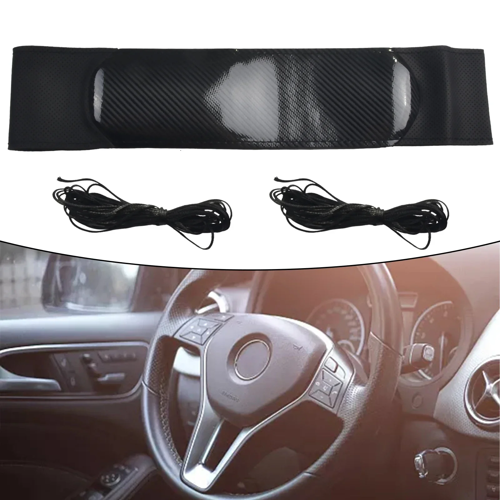 Car Steering Wheel Cover(including Needle And Thread) Microfiber Leather& For Crystal Carbon Fiber Leather Fit 37-38cm Hand Sewi