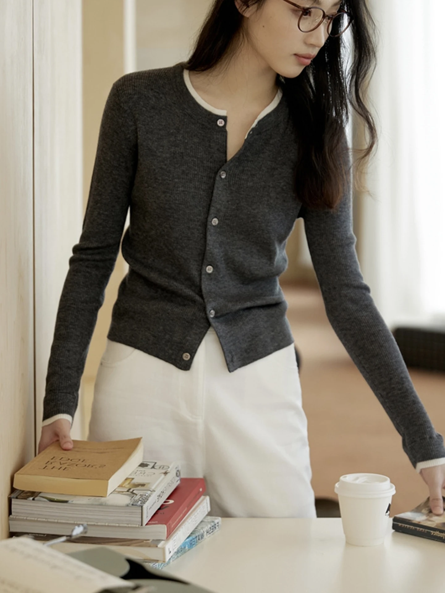 

Design Sensation Маленький вязаный свитер Ence Faionable Commute Color Blo Long Sve, женский свитер на одной пуговице, осень 2023 г.