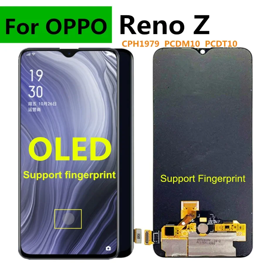 

6,4-дюймовый OLED-поддержка отпечатков пальцев для Oppo Reno Z, ЖК-дисплей reno z CPH1979 PCDM10 PCDT10, дигитайзер сенсорного экрана в сборе