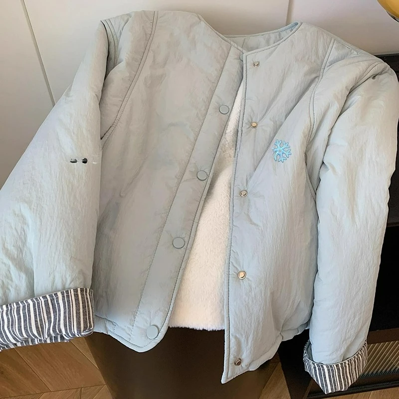 

Autumn Winter Korean Style Coats Women Sweet Thicken Jackets Women Parkas Long Sleeve Padded Solid Woman Jacket Versatile C114