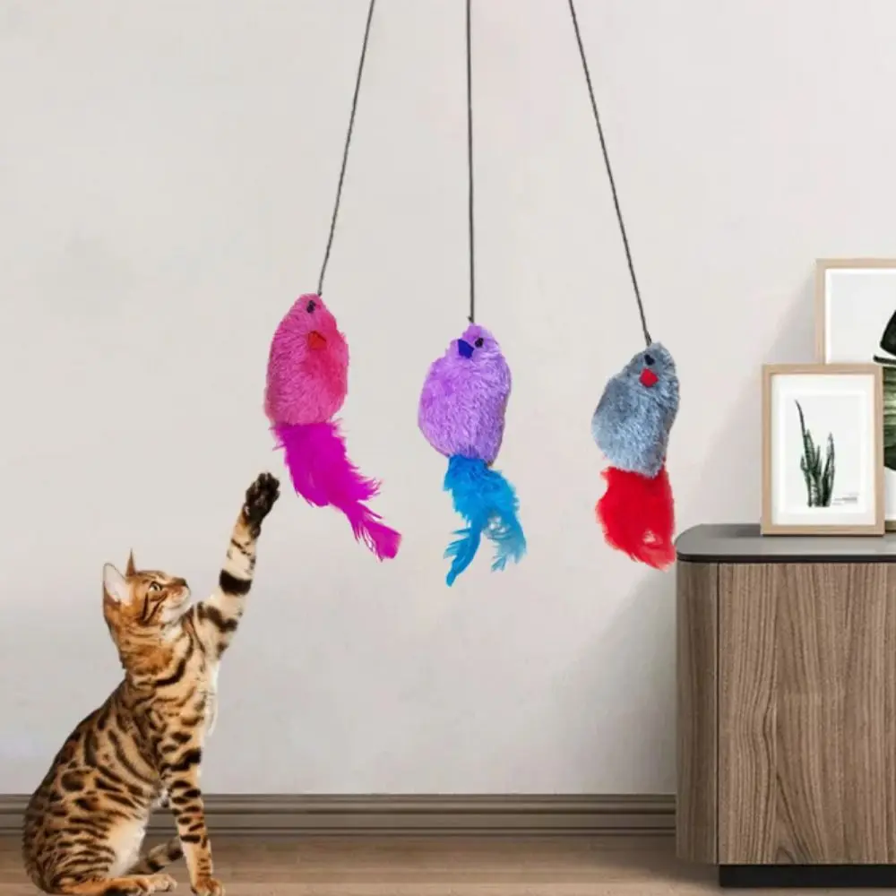 Creative Cat Scratch Rope Mouse With Sticky Hook Plush Retractable Hanging Cat Toys Home Indoor Kitten Self Happy Teaser Toy